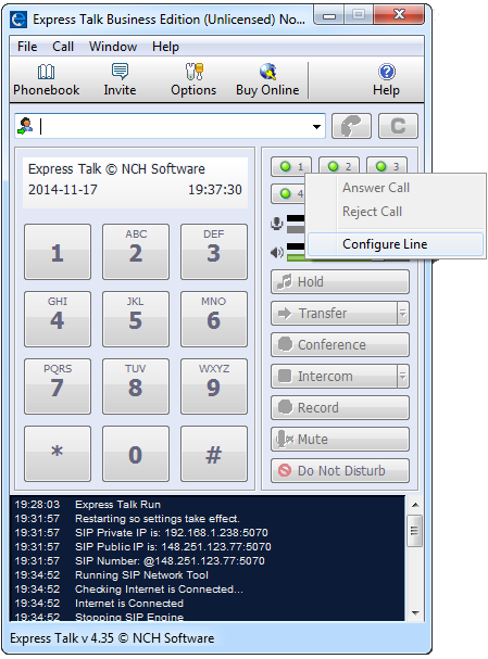 configure sip client express talk