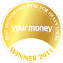 Award logo for winning Your Money's Best Mobile Broadband Deal For Heavy Users for 2011