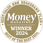 Award logo for winning Money Magazine's Best Value NBN Broadband Plan Award for 2024