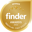 Award logo for winning Finder's NBN Plan Fast Speeds Award for 2022