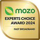 Award logo for winning Mozo Experts Choice Award for Fast Broadband in 2024