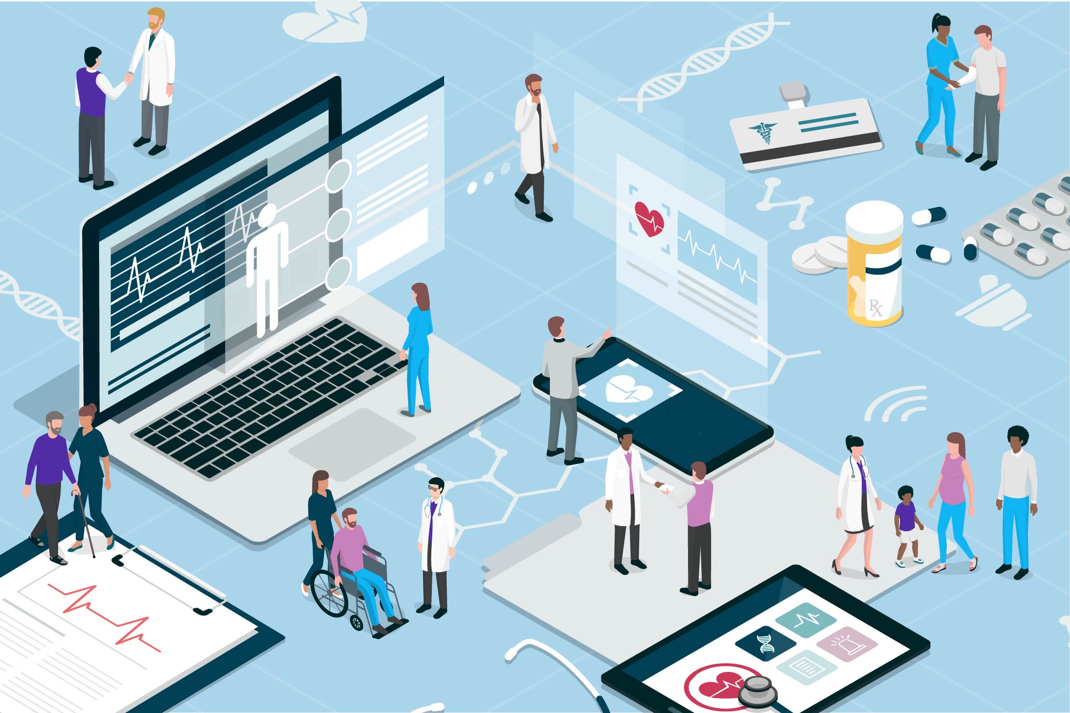 animated collage of different ascpects of healthcare