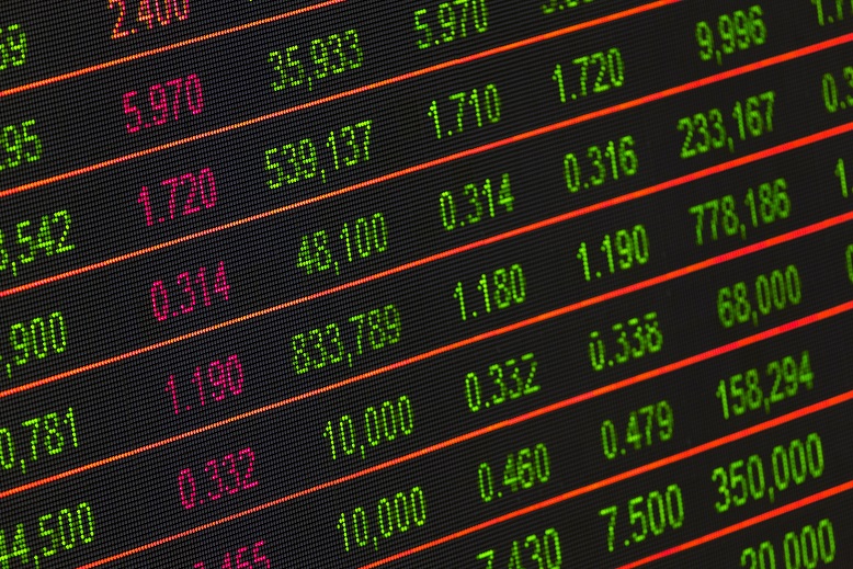 Green and Red Numbers Indicating Stock prices