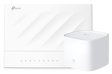 A TP-Link VX230v Dual-Band Wi-Fi 6 Modem Router and HX220 Mesh WiFi Router.