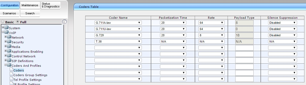 Audiocodes Setup