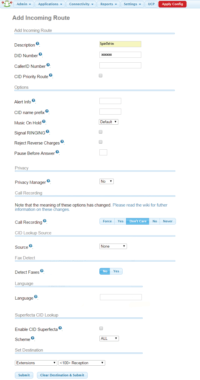 FreePBX 12 Setup