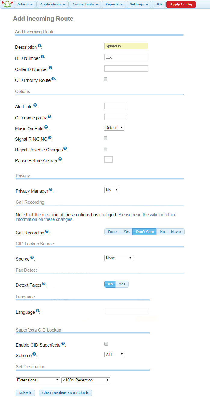 FreePBX 12 Setup