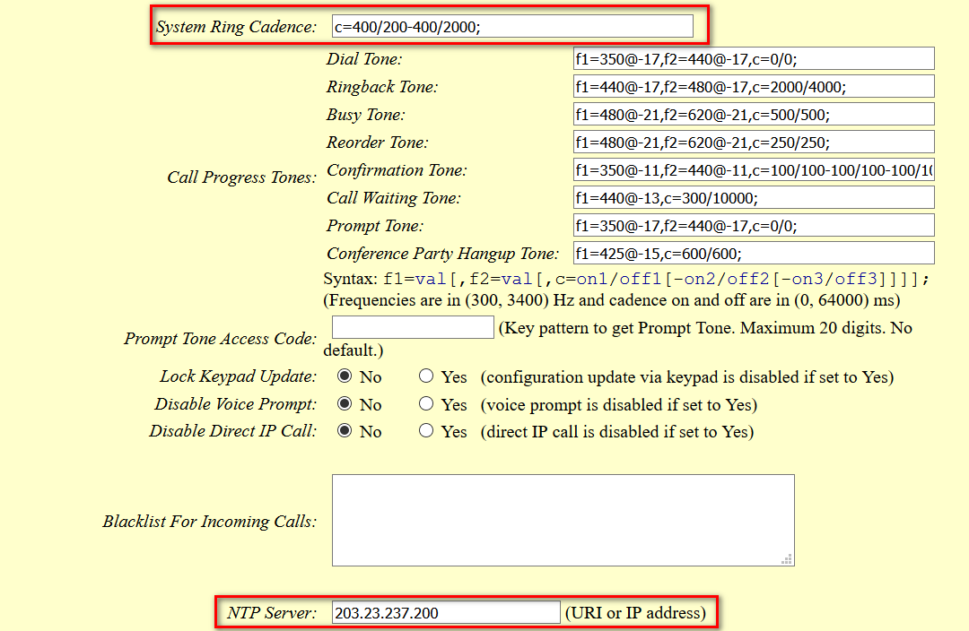 Advance Settings Cont