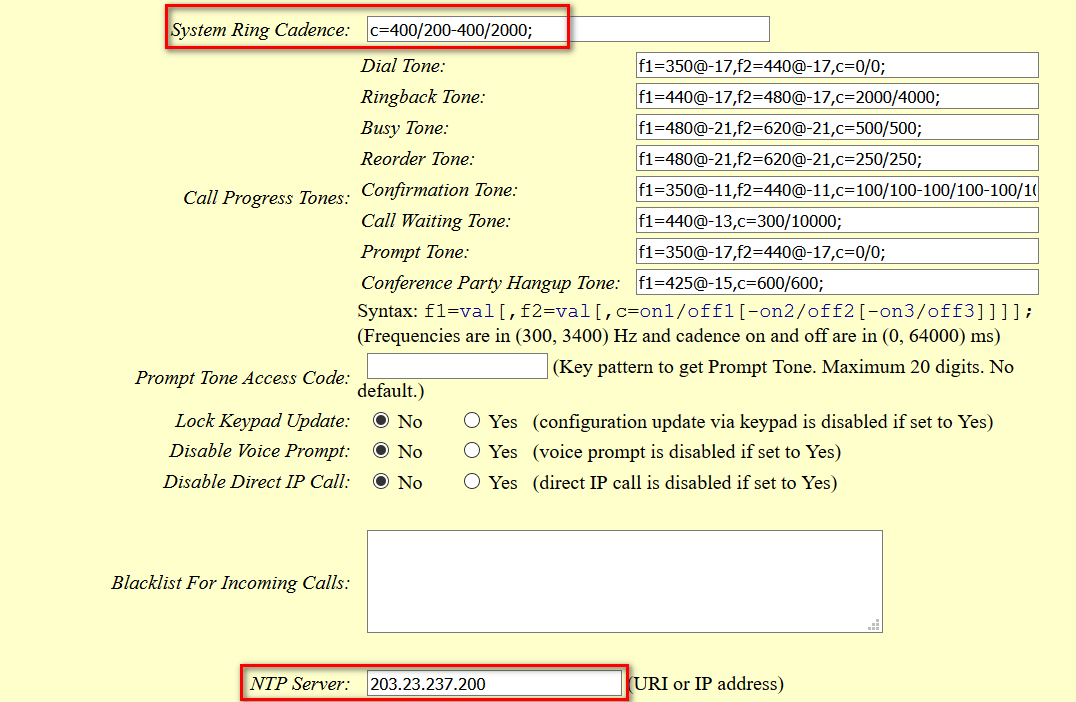 Advance Settings Continuation