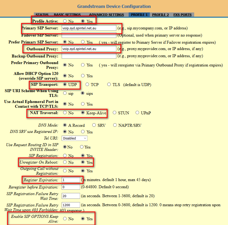 Profile Configuration