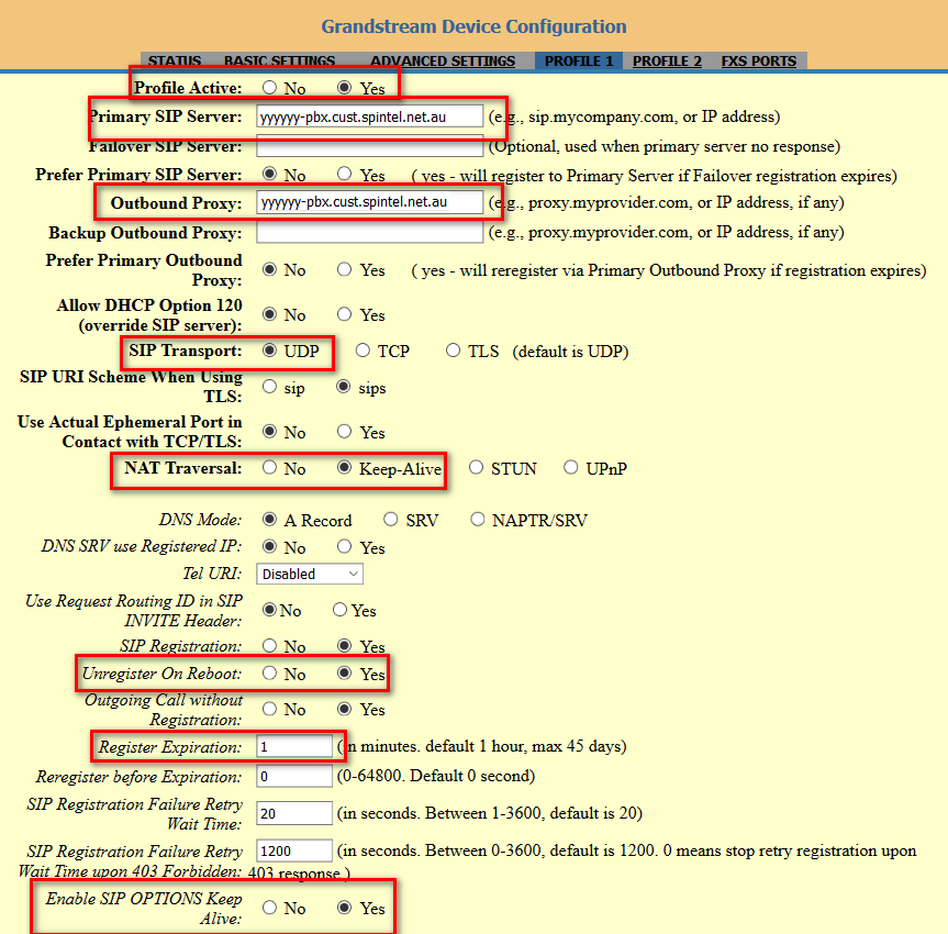 Profile Configuration